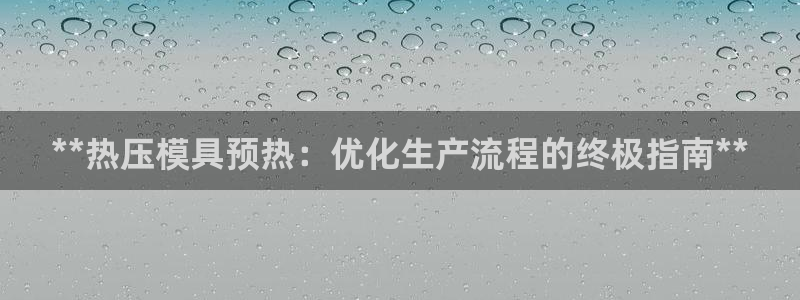 易倍康简历：**热压模具预热：优化生产流程的终极指南**